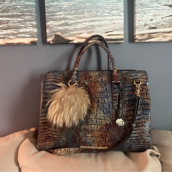 Brahmin Cedar Finley Carryall🤎💙 RARE HTF💎 - Picture 12 of 12